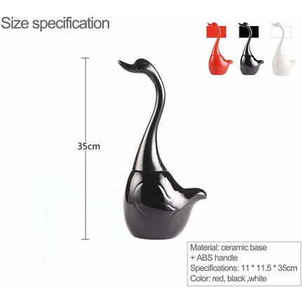 Swan Shape Toilet Brush Set, Toilet Brush Holder, Toilet Brush Holder And Stand, For Bathroom (Black).