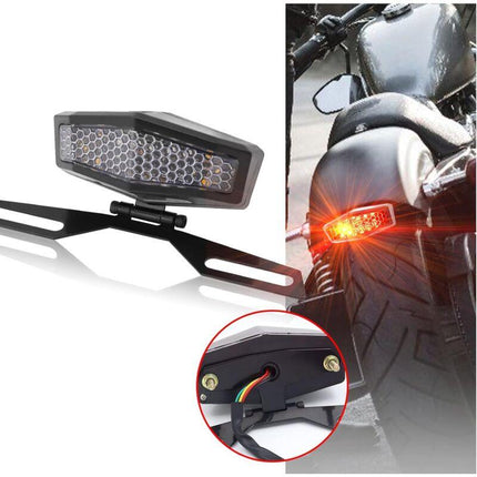 Motorcycle LED Tail Light With License Plate Lamp Holder Integrated Turn Signals Brake Light Universal For Motorcycle.