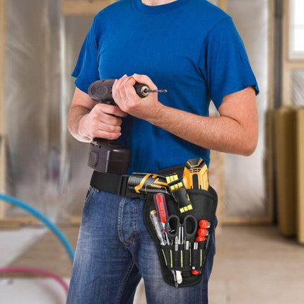 Tool Belt, Tool Holster Belt With Adjustable Belt And Open Loops For Storing Tools And Drill.