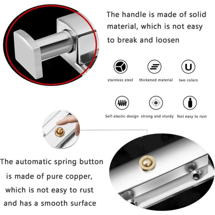 2 pcs Interior Door Lock, Bathroom Door Lock With Spring Knob, Silver, Black Automatic Door Lock 4 Inch/100Mm, For.