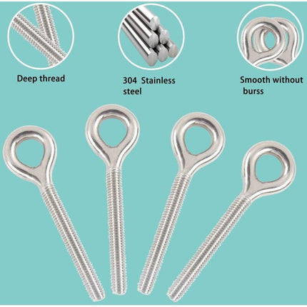 M6 304 Stainless Steel Ring Long Screw Threaded ROd Ring Bolt 10 pcs.