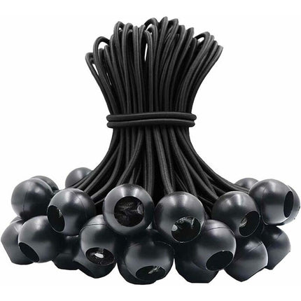 30 pcs Bungee Cords, Rubber Bungee Cords With Elastic Ball For Tarp Tents, Banner, Flag, Camping, Pavilion (Black).