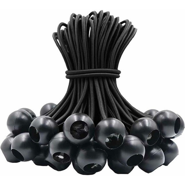 30 pcs Bungee Cords, Rubber Bungee Cords With Elastic Ball For Tarp Tents, Banner, Flag, Camping, Pavilion (Black).