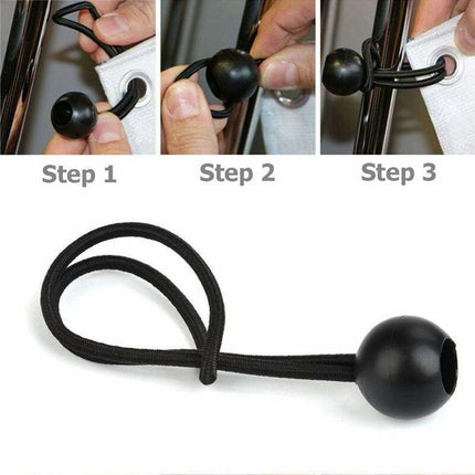 30 pcs Bungee Cords, Rubber Bungee Cords With Elastic Ball For Tarp Tents, Banner, Flag, Camping, Pavilion (Black).