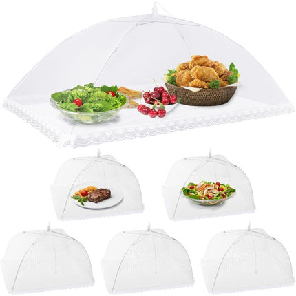 6 pcs Foldable Food Cover Anti-Fly Mesh Food Cover Tent Umbrella Anti-Insect Protection For Bbq Picnic Food,1 Large.