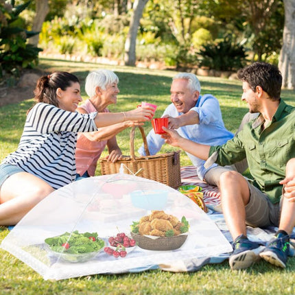 6 pcs Foldable Food Cover Anti-Fly Mesh Food Cover Tent Umbrella Anti-Insect Protection For Bbq Picnic Food,1 Large.