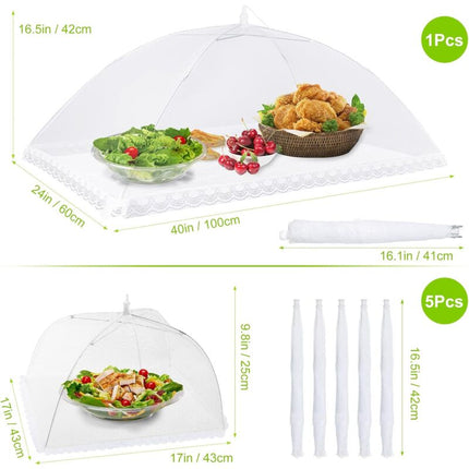 6 pcs Foldable Food Cover Anti-Fly Mesh Food Cover Tent Umbrella Anti-Insect Protection For Bbq Picnic Food,1 Large.