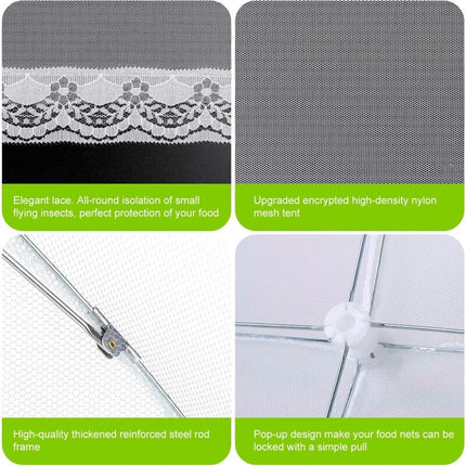 6 pcs Foldable Food Cover Anti-Fly Mesh Food Cover Tent Umbrella Anti-Insect Protection For Bbq Picnic Food,1 Large.