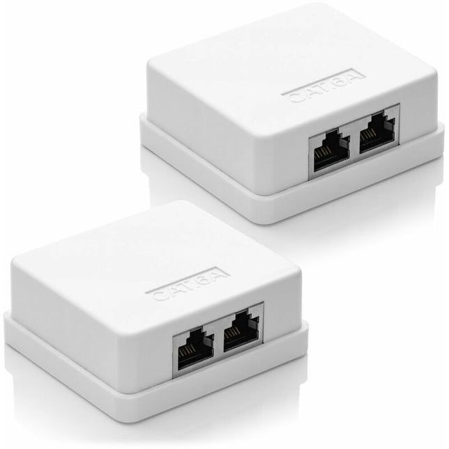 2 X Cat 6A Network Sockets, 2 X Rj45 Ftp Sockets, Shielded 10Gbit Lan Ethernet Wall Mount Cable, White.