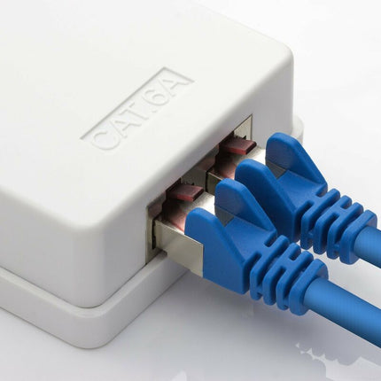 2 X Cat 6A Network Sockets, 2 X Rj45 Ftp Sockets, Shielded 10Gbit Lan Ethernet Wall Mount Cable, White.