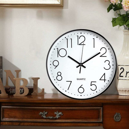 12 Inch Modern Wall Clock, Battery Operated Silent Quartz Kitchen Clock ROund Easy To Read For Home/Office/School,.