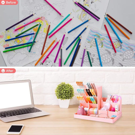 Desk Organizer, 5 Pieces Multifunctional Desk Pen Holder, Plastic Desk Storage Organizer For Kids For Stationery,.