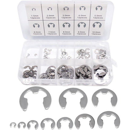 120 pcs 10 Different Sizes Stainless Steel Lock Washers With Box For Wave Groove Machine Automotive Application (Silver).