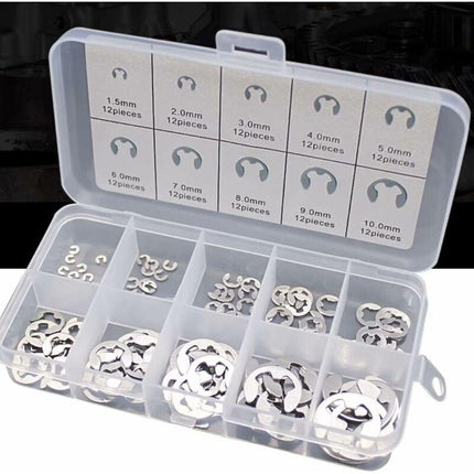 120 pcs 10 Different Sizes Stainless Steel Lock Washers With Box For Wave Groove Machine Automotive Application (Silver).