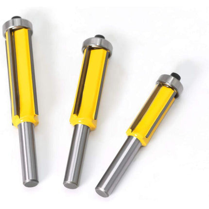 3 pcs ROuter Bit, 4 Flute Shank Copy Cutter With Top Bearing Straight Flush Trim Bit Carbide Woodworking Milling Cutter.