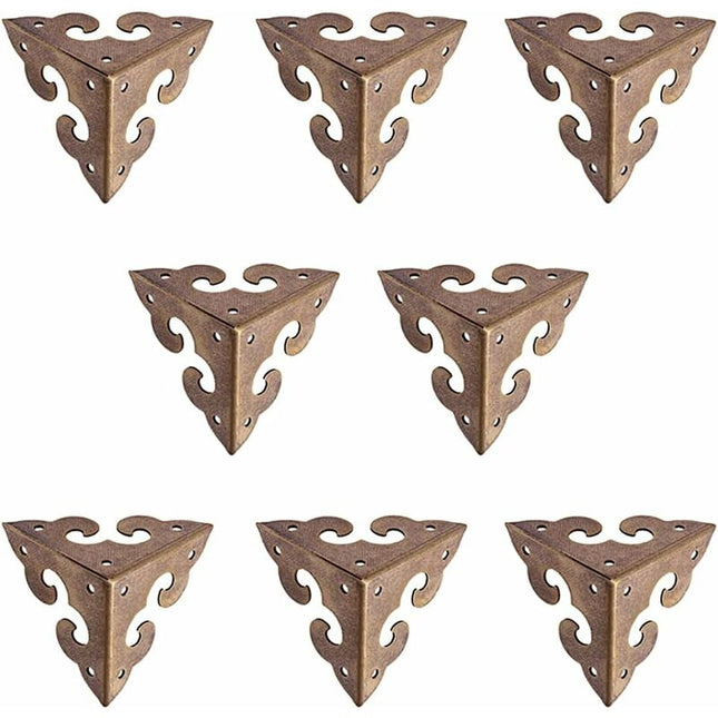 8 pcs Vintage Pure Brass Miniature Corner Protectors With Cloud Pattern.