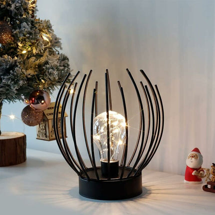 Metal Cage Table Lamp Cordless Battery Operated Lamp With Edison Style LED Bulb Ideal For Weddings, Parties, Patio.