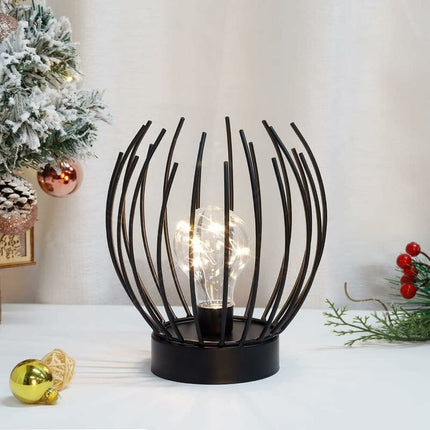 Metal Cage Table Lamp Cordless Battery Operated Lamp With Edison Style LED Bulb Ideal For Weddings, Parties, Patio.