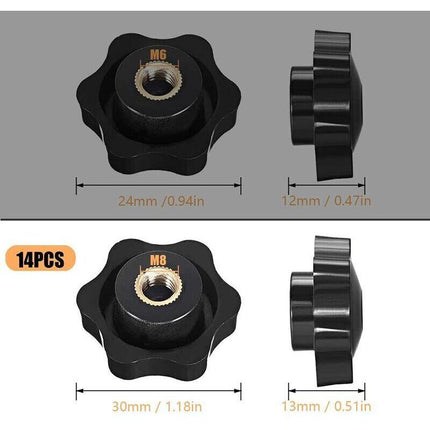 M8 Female Thread Clamping Knob, Star Head Clamping Nuts Knob, Clamping Nuts Star Shape Handle, Female Thread Black.