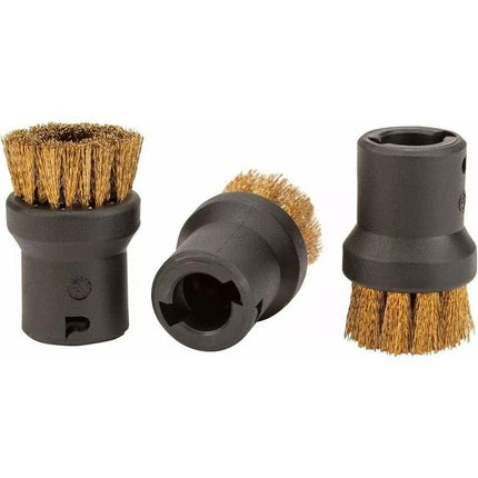 ROund Steam Cleaner Brush Set With Brass Bristles, Black, 4.0Cm X 2.5Cm.