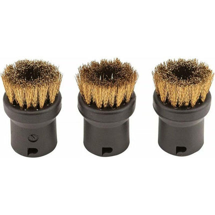 ROund Steam Cleaner Brush Set With Brass Bristles, Black, 4.0Cm X 2.5Cm.