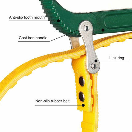 Oil Filter Strap Wrench - 8 Inch Multi-Function Rubber Strap Wrench Bottle Opener Ratchet Wrench Adjustable Tubes Hand.
