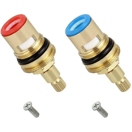 2 pcs Ceramic Disc Head, 1/2" Ceramic Cartridges, Universal Brass Faucet Replacement 20 Notches X 53Mm Replacement For.