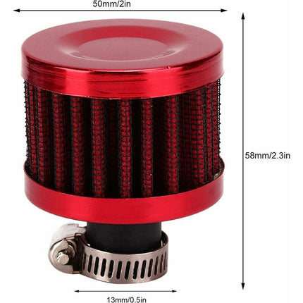 Air Filter, 25Mm 1In Mini Cold Crankcase Breather Turbo Fan Air Intake Filter For Car Motorcycle(Red).