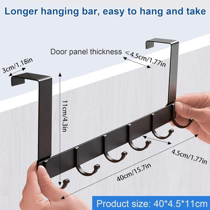 Coat Rack For Door, Black Stainless Steel Coat Hook, 6 Hooks Coat Rack For Bedroom Bathroom Kitchen Door Türhaken-6.