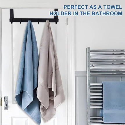 Coat Rack For Door, Black Stainless Steel Coat Hook, 6 Hooks Coat Rack For Bedroom Bathroom Kitchen Door Türhaken-6.