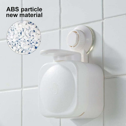 Wall Mounted Refillable Suction Cup Soap Dispenser No Drilling For Bathroom Or Kitchen (White).