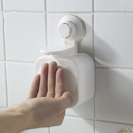 Wall Mounted Refillable Suction Cup Soap Dispenser No Drilling For Bathroom Or Kitchen (White).