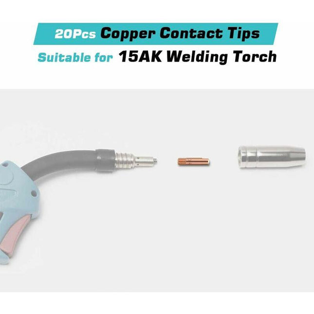 Mig Contact Nozzle, Welding Contact Tips, 20 pcs Copper Contact Tip For 15Ak Mig Welding Torch Consumables(0.8).