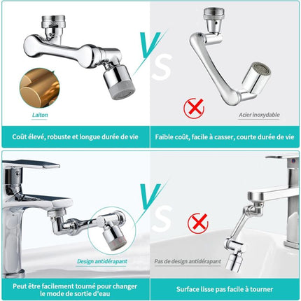 Multifunctional ROtatable Faucet Extension, 1080° Brass Faucet Extension, Water Saving Faucet Adapter, Adjustable.