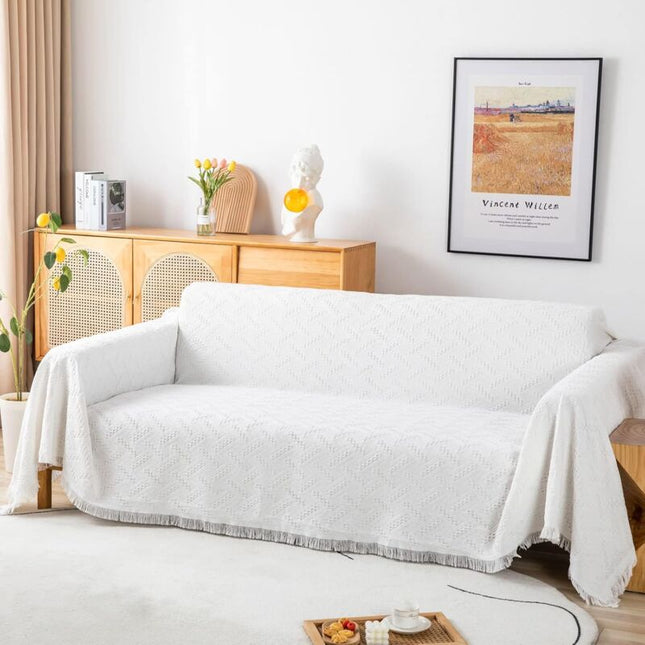 Multifunction Sofa Towel Bed Cover Large Size Sofa Cover 3 Seater 180X230Cm White.