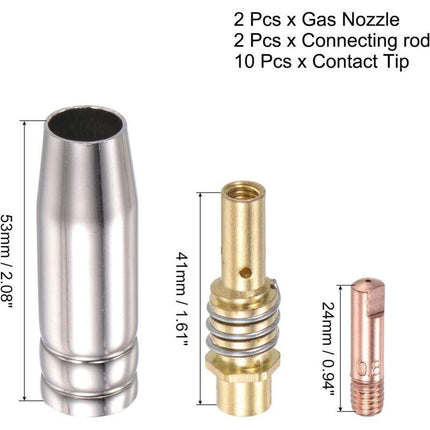 Melt Inert Gas (Mig) Welding Torch Accessory Kit 0.8Mm Conductive Contact Tip Nozzle Connection Bar 15Ak Consumables,.