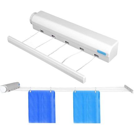 Retractable Clothesline Portable Home Indoor Outdoor Plastic Clothes Drying ROpe Wall Mount Compact Clothes Line.