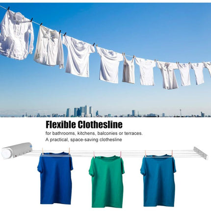 Retractable Clothesline Portable Home Indoor Outdoor Plastic Clothes Drying ROpe Wall Mount Compact Clothes Line.