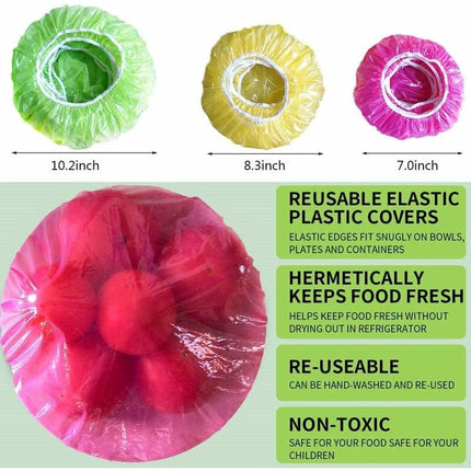 60 Pieces Food Bowl Covers Colorful Food Cover Reusable Elastic Storage Plastic Bowl Covers Dish Plate Covers For.