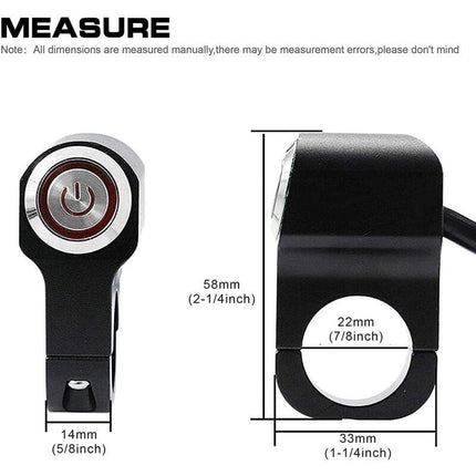 1 Piece 12V Motorcycle Atv 22Mm (7/8") Handlebar Button Switch Hazard Headlight Brake Fog Light On Off Switch (Red).