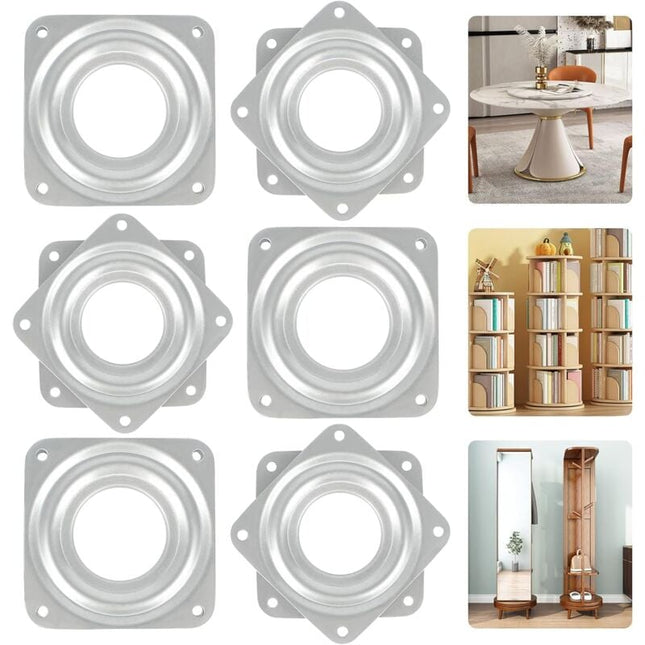 360 Degree ROtating Tray 6 Pieces Metal Turntable Tv Swivel Plate Square ROtating Plate 4 Ball Bearing Swivel Plate For.