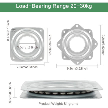 360 Degree ROtating Tray 6 Pieces Metal Turntable Tv Swivel Plate Square ROtating Plate 4 Ball Bearing Swivel Plate For.