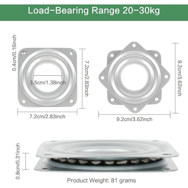 360 Degree ROtating Tray 6 Pieces Metal Turntable Tv Swivel Plate Square ROtating Plate 4 Ball Bearing Swivel Plate For.