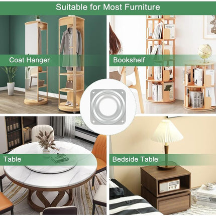 360 Degree ROtating Tray 6 Pieces Metal Turntable Tv Swivel Plate Square ROtating Plate 4 Ball Bearing Swivel Plate For.