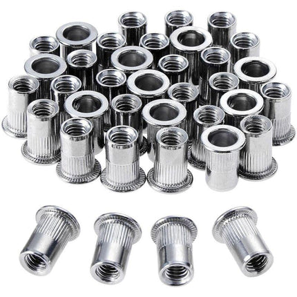 100 pcs M6 Stainless Steel Rivet Nuts Flat Thread Rivet Nuts.