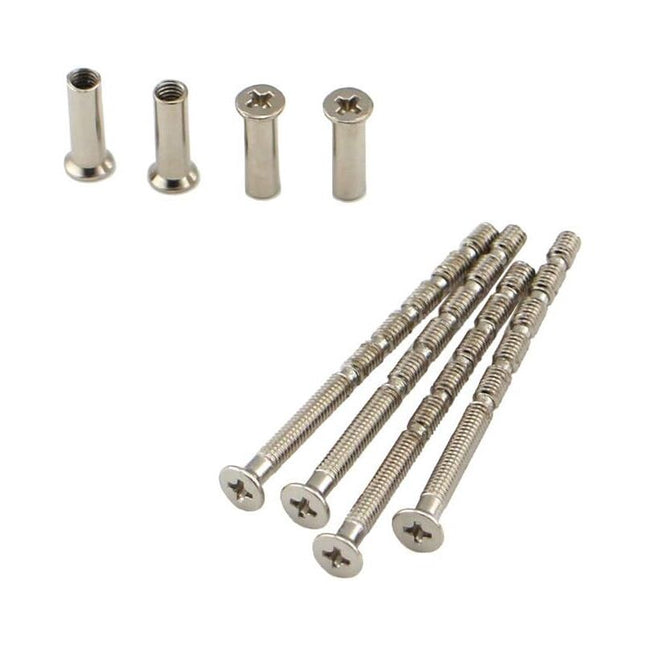 4 Universal M4 Bolts And Sleeves For Door Handle ROsettes, Nickel.