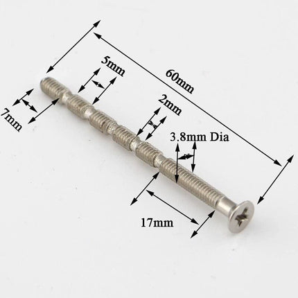 4 Universal M4 Bolts And Sleeves For Door Handle ROsettes, Nickel.