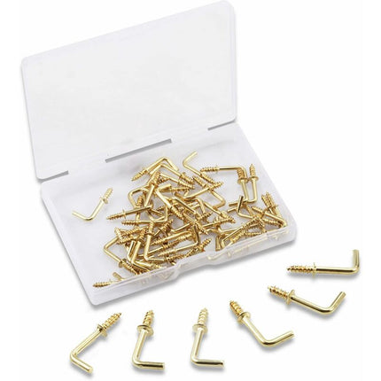 100 pcs 1.5Cm Right Angle Screw Hooks Square Screw Hooks L Shaped Screw Hooks Fixing Accessories With Storage Box For.
