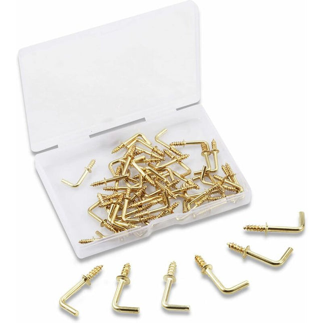 100 pcs 1.5Cm Right Angle Screw Hooks Square Screw Hooks L Shaped Screw Hooks Fixing Accessories With Storage Box For.