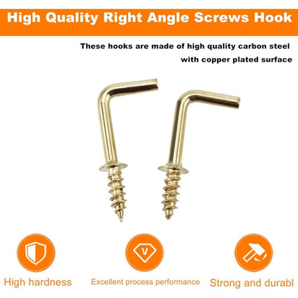 100 pcs 1.5Cm Right Angle Screw Hooks Square Screw Hooks L Shaped Screw Hooks Fixing Accessories With Storage Box For.